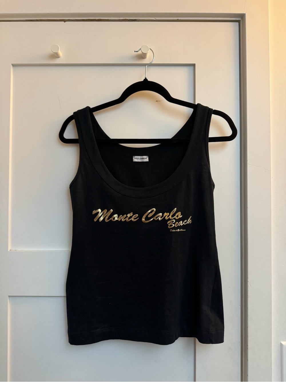 Dolce & Gabbana Black Tank Top with Gold Script